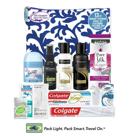 Tsa Quart Bag (Convenience Kits International Women's Premium 13 PC Assembled Kit, TSA Compliant, in Reusable Toiletry Bag w/Handle, Featuring: TRESemme Hair)