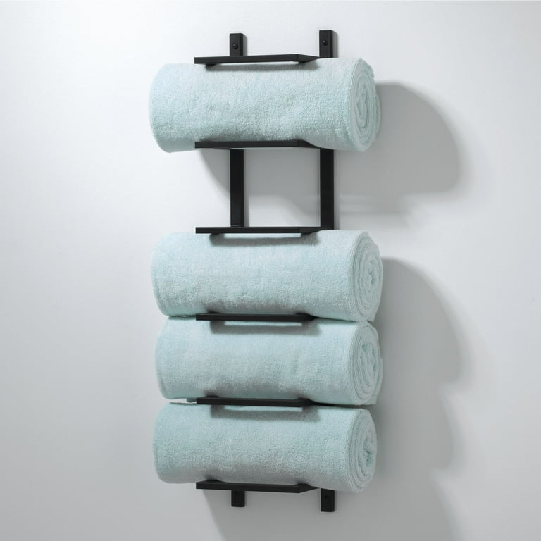 5 tier wall mounted towel rack black best sale