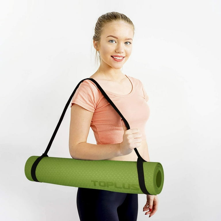 Yoga Mat with Strap, 1/3 Inch Extra Thick Yoga Mat Double-Sided Non Slip,  Profes