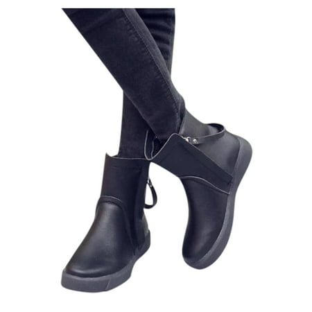 

Cathalem Short Boots Women Boots Women Platform Retro Toe Boots Shoes Zipper Fashion Shoes Round women s boots Shoes Black 7.5