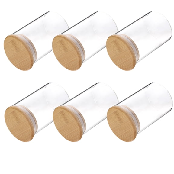 MEIBUTYUP Kitchen Airtight Canisters 6-Pcs Round Glass Storage Jars with Bamboo Lids