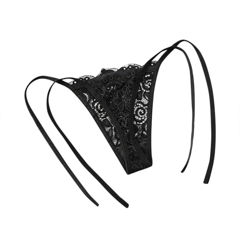 Klarita Black Lingerie Set See Through String Thong Panties