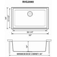 thumbnail image 2 of Ruvati USA RVG2080BK 33 x 19 in. Granite Composite Undermount Single Bowl Kitchen Sink - Midnight Black, 2 of 7