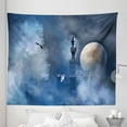 thumbnail image 1 of Fantasy Tapestry, Castle on Clouds at Moon Night Scary Gothic Fiction Medieval Themed Evil Graphic, Fabric Wall Hanging Decor for Bedroom Living Room Dorm, 5 Sizes, Dark Blue, by Ambesonne, 1 of 1