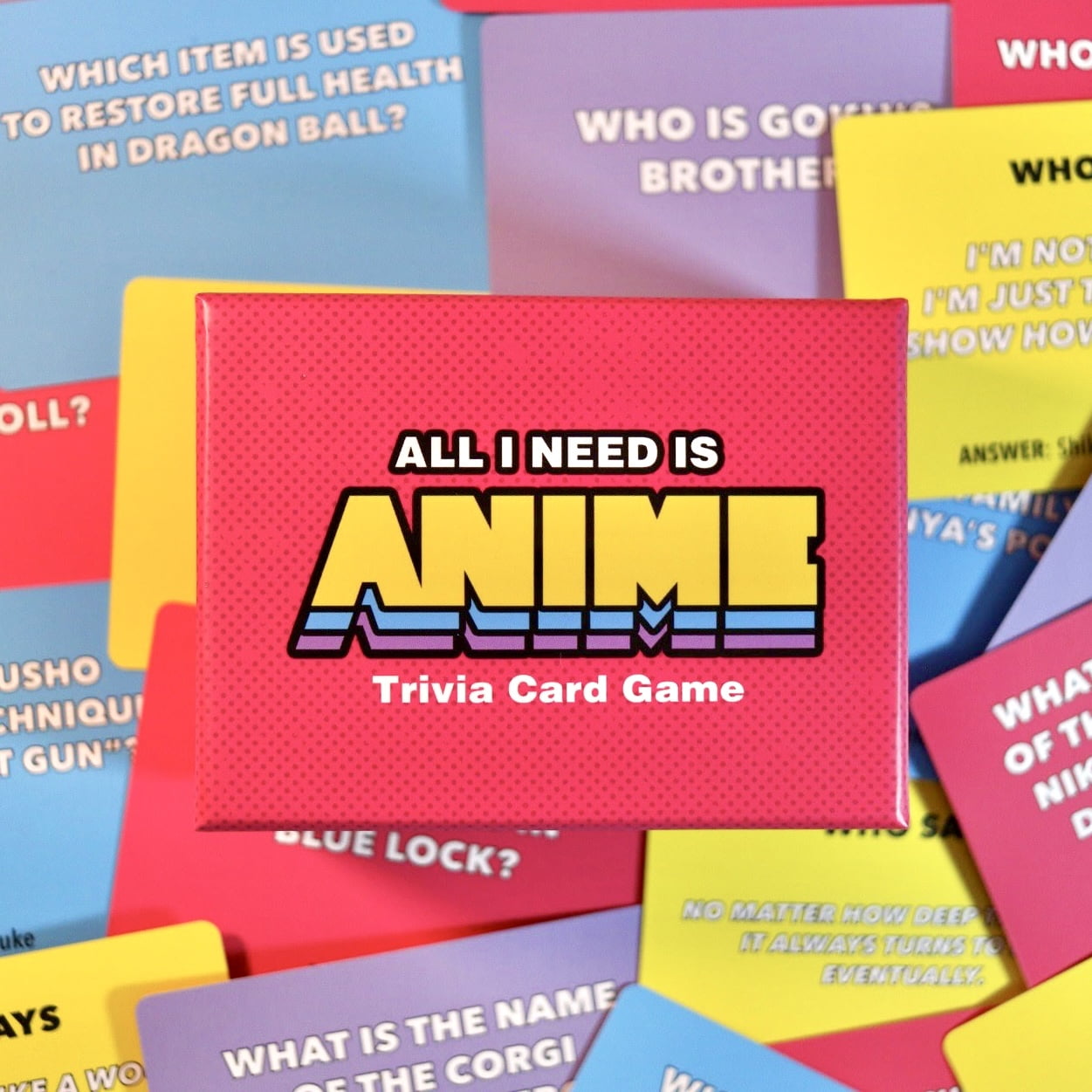 All I Need is ANIME Bundle Anime Trivia Card Game - Base Game + Expansion Combo 155 Cards Total, Character, Quotes & Skill Challenges, Fun Anime Party Game for Fans, Teens & Adults