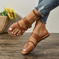 thumbnail image 6 of YYUIJK Women Sandals Clearance Sale,Sandals for Women Flats Shoes,Summer Comfortable Dressy Flat Sandal Adjustable Hook loop Slip on Toe Ring Beach sandal Brown 8.5, 6 of 7