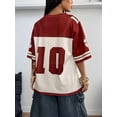 thumbnail image 6 of Gynyvoja Jersey Shirts for Women Oversized T-Shirt Jersey Top Graphic V Neck T-Shirts for Teen Girls Red L, 6 of 9