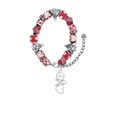 thumbnail image 2 of Silvertone Peace Sign Ribbon Heart Red Christmas Bead Bracelet, 2 of 4