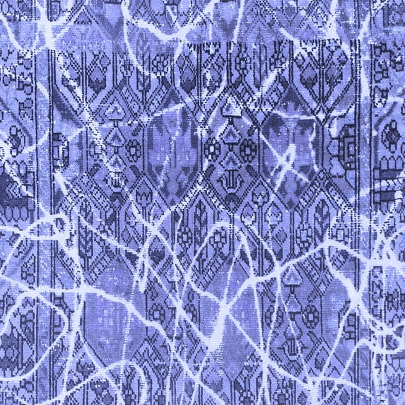Ahgly Company Indoor Square Abstract Blue Modern Area Rugs, 3' Square