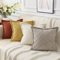 thumbnail image 5 of decorUhome Pack of 2 Corduroy Decorative Throw Pillow Covers 16x16 Inch with Splicing, Striped Broadside Throw Pillows for Couch Cushion Livingroom, Khaki, 5 of 9