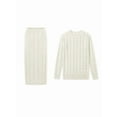 thumbnail image 3 of Women'S Winter Chunky Cable Knit Long Skirt 2 Piece Outfit Sweater Sets White 4XL, 3 of 9