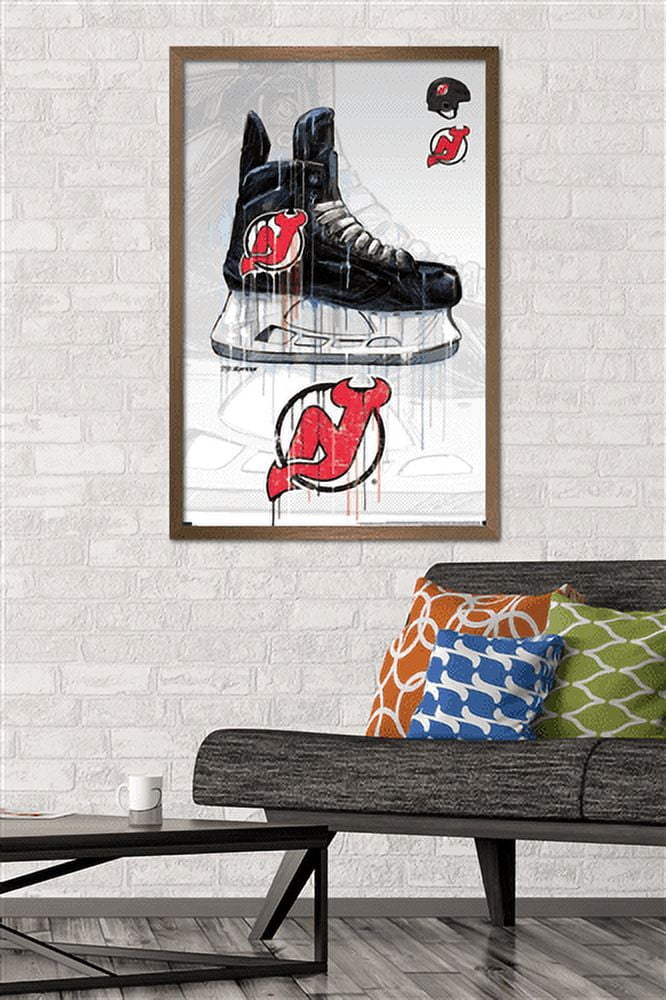 NHL New Jersey Devils - Drip Skate 21 Wall Poster, 22.375" x 34", Framed