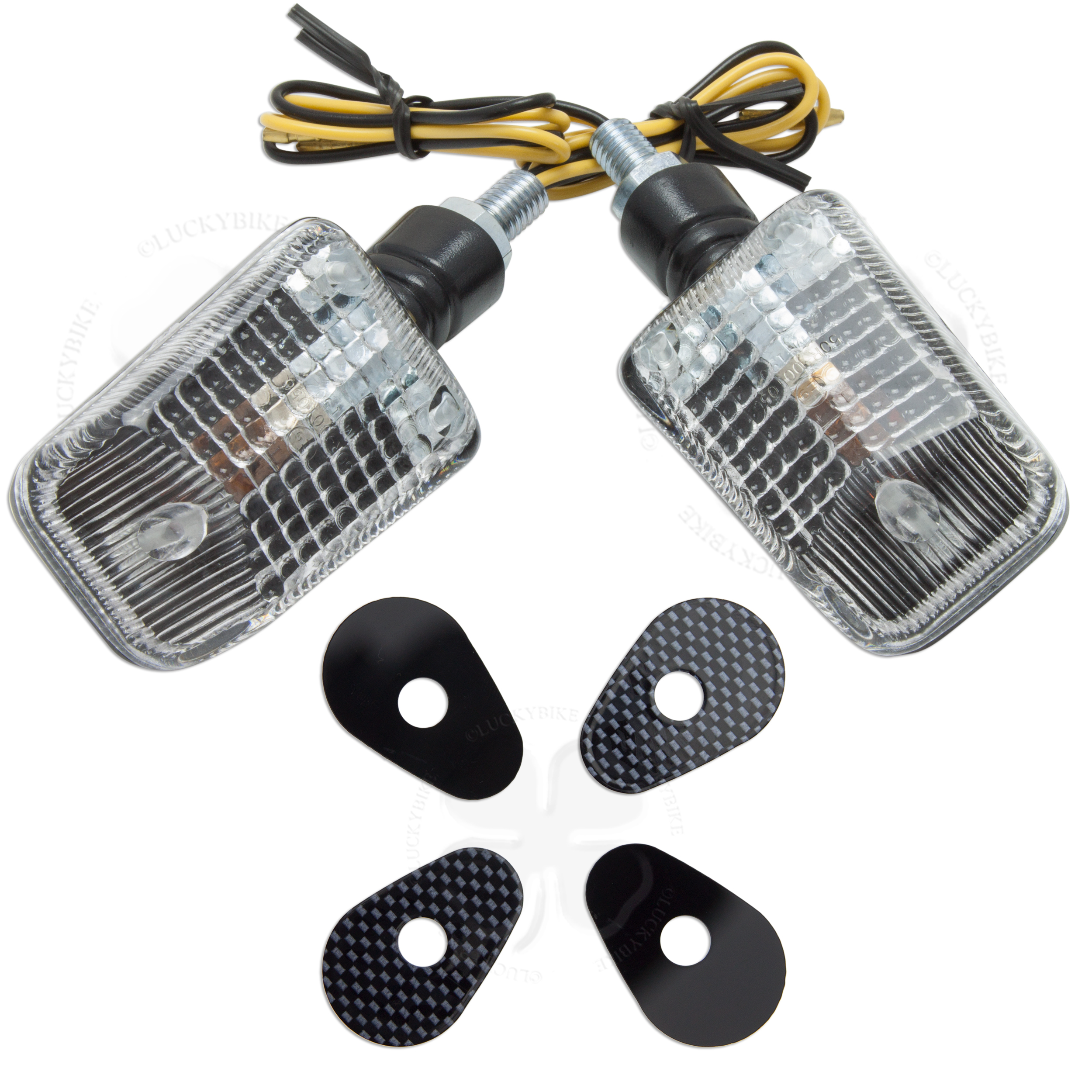 Black Short Stalk Turn Signals & Adapter Kit Yamaha YZF R6 R1 FZ1 FZ6