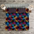 thumbnail image 3 of Ambesonne Geometric Quilted Bedspread Set 3 Pcs, 3D Cube Stripes Style, Queen Size, Multicolor, 3 of 3