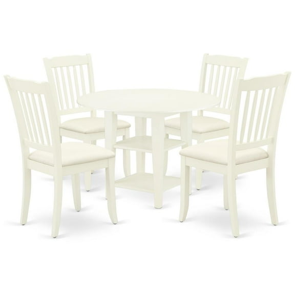East West Furniture Dining Room Set Linen White, SUDA5-LWH-C