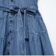 thumbnail image 3 of Fashionable lapel tie up casual denim short dress, 3 of 4