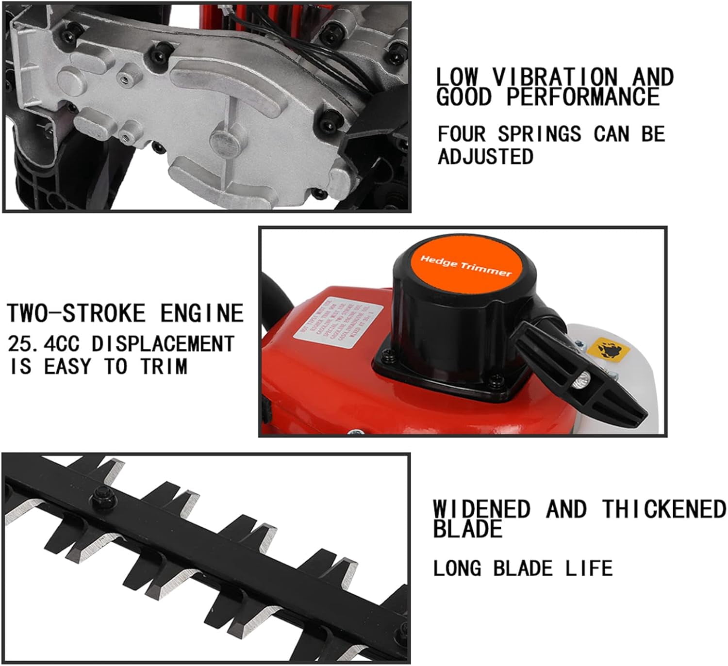 Professional 26cc 2-Stroke Gas Powered Hedge Trimmer with 24-Inch Dual-Sided Blade for Home Yard Garden Maintenance, Branch Cutting and Landscape Care.