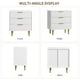 thumbnail image 4 of QinaQin Cómoda moderna de 3 cajones con frente acanalado, mueble de madera con detalles metálicos para recámara, sala o recibidor, 4 of 7