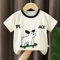 thumbnail image 2 of WUANDIXFA Toddler Boy Shirts Dinosaur Car Excavator Cotton T Shirts Boys Short Sleeve Tshirts Summer Tee Top Clothes for Kids (Beige,3-4 Years), 2 of 7