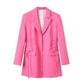 thumbnail image 1 of Blazer para mujer, chaqueta lisa con cuello vuelto, abrigo de manga larga, abrigo para mujer, 1 of 2