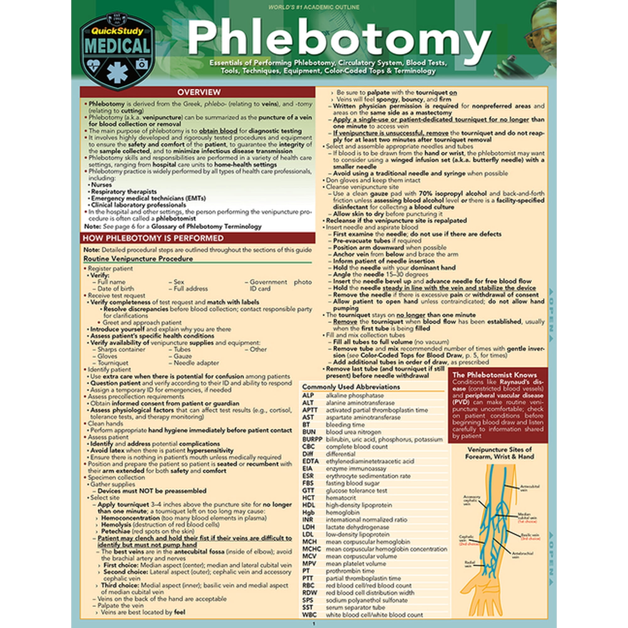 Phlebotomy: A Quickstudy Laminated Reference Guide, (Paperback)