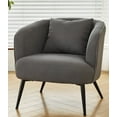 thumbnail image 2 of US Pride Furniture Modern Channel Corduroy Velvet Accent Chair with Black Metal Legs Luxurious Design and Comfortable Seating Ideal for Living Room Bedroom or Office Grey, 2 of 4