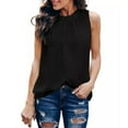 thumbnail image 2 of Pompotops Été Femmes Couleur Unie Pois Col Rond Sans Manches Tee Tops, 2 of 7