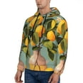 thumbnail image 3 of Naloa Retro Warm Lemon Flower Men's Casual Hooded Collar Drawstring Hoodies Pullover Sweatshirts Casual Long Sleeve Shirts-Large, 3 of 7