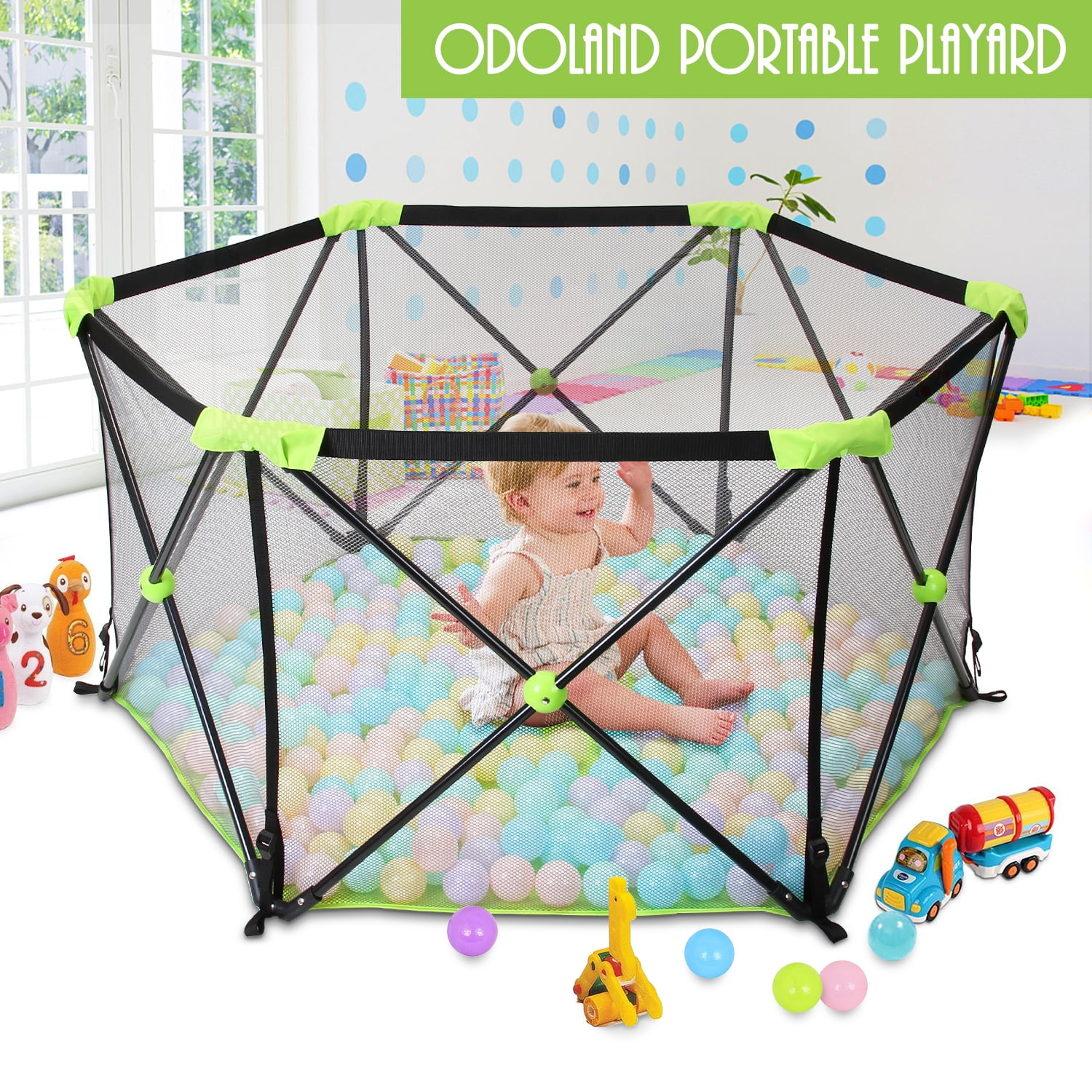 Odoland Portable Playard Play Pen for Infants and Babies Lightweight