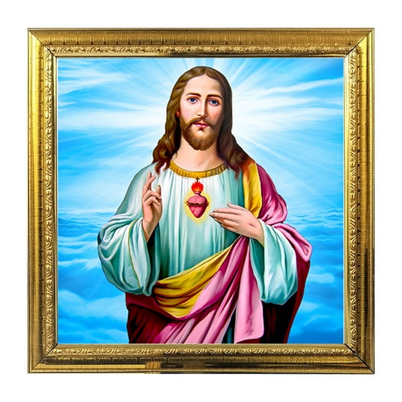 Lord Jesus India God Idol Photo Frame for Pooja Chrishtian God Photo Frame Wall Decor Puja Photo Frame 8.6 in