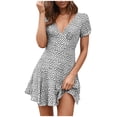 thumbnail image 1 of Fridja Robe Mini à Pois Géométriques pour Femmes Col en V Cocktail Fête Plage, 1 of 9