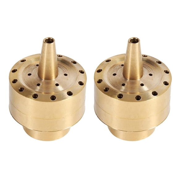 2X Fountain Nozzle Heads,Brass Column Multi Direction Jet Pond Fountain Water Spray Sprinkler Head Garden(3/4 Inch)