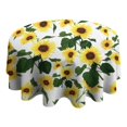 thumbnail image 4 of White Green Leaf Sunflower Pattern Round Tablecloth 60"x60",Wrinkle Wipeable Table Cloth for Kitchen Dining Room Picnic Patio Party, 4 of 6