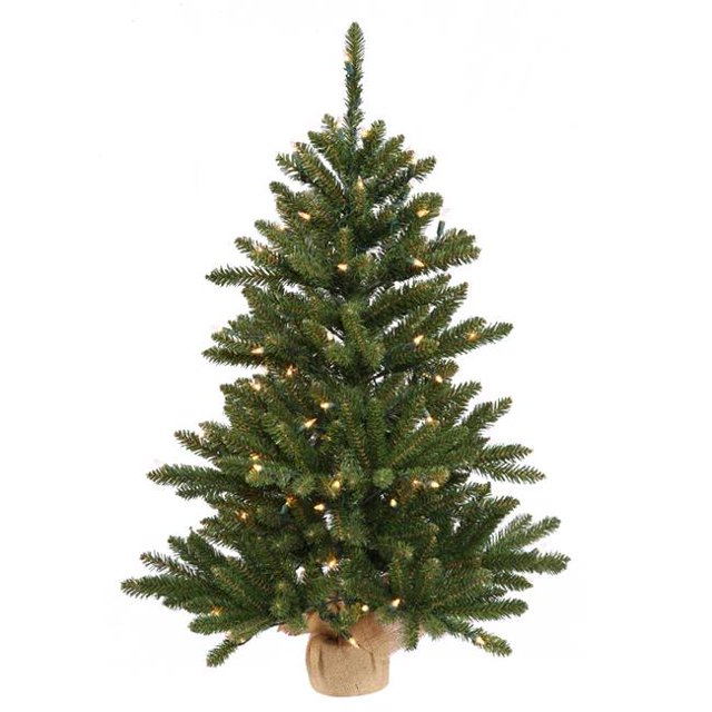 Vickerman B160432LED 30 in. Anoka Pine Artificial Green Christmas Tree with Burlap Base Dura-Lit 50 Multi-Colored LED Light