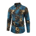 thumbnail image 2 of DDAPJ pyju Linen Shirt for Men Floral Dress Shirts Regular Fit Long Sleeve Printed Button Down Shirts Wedding Party Prom Shirts Multicolor XXXL, 2 of 5
