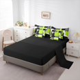 thumbnail image 3 of Homewish Green Geometric Square 7-Piece Twin Bedding,Modern Abstract Bedding Comforter Set,Black Reversible, 3 of 8