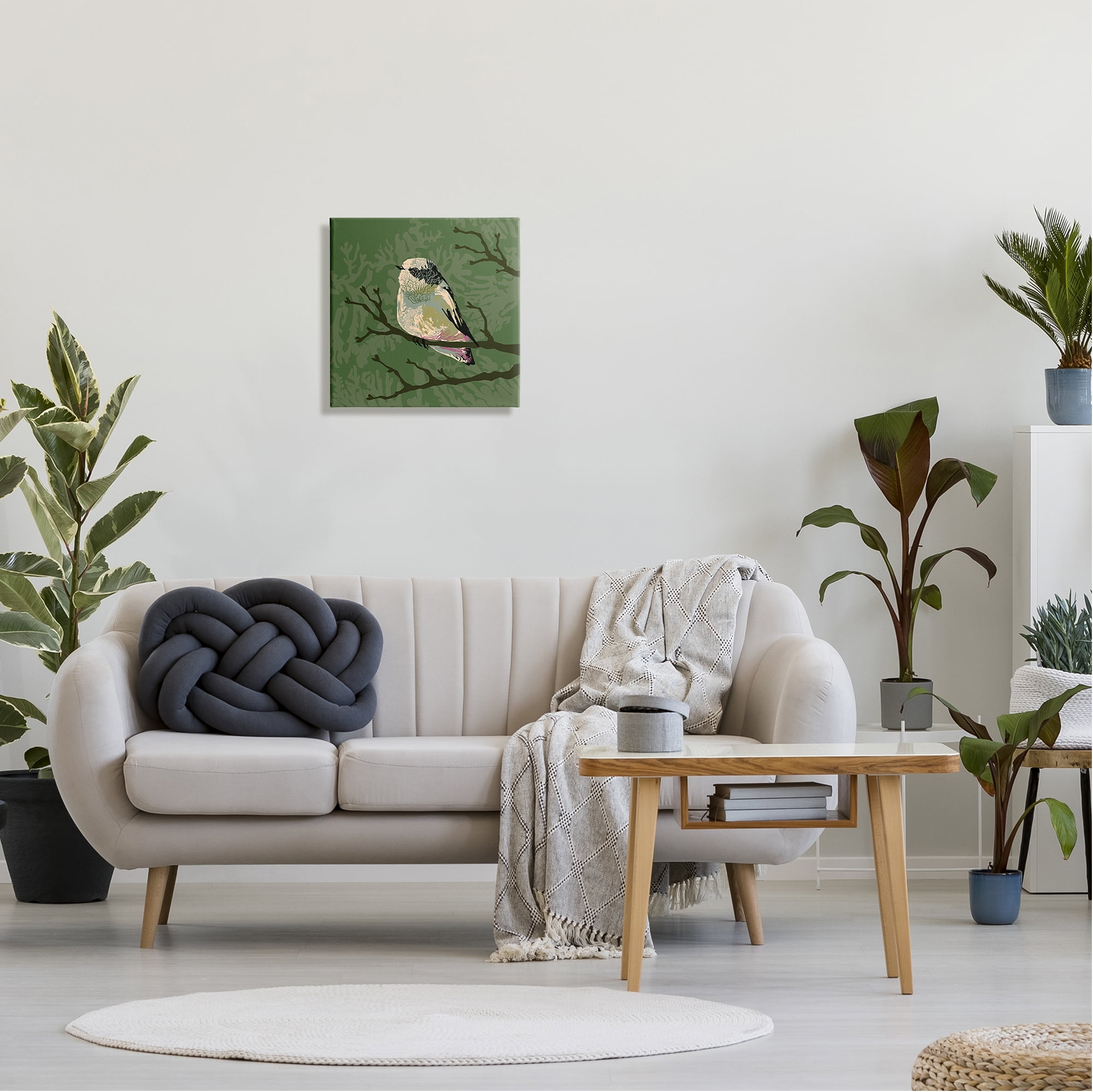Stupell Industries Bird Perched on Tree Branch Wildlife Animal Portrait Graphic Art Gallery Wrapped Canvas Print Wall Art, Design by Verbrugge Watercolor