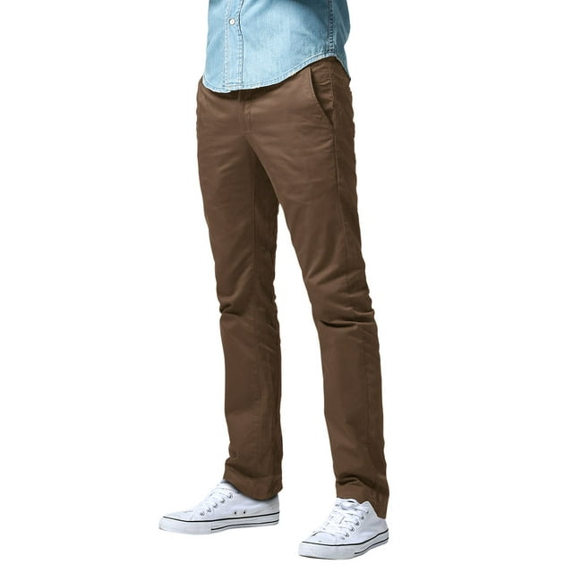 Pantalón Casual para Hombre Ajuste Delgado Pierna Recta 38 Marrón Claro
