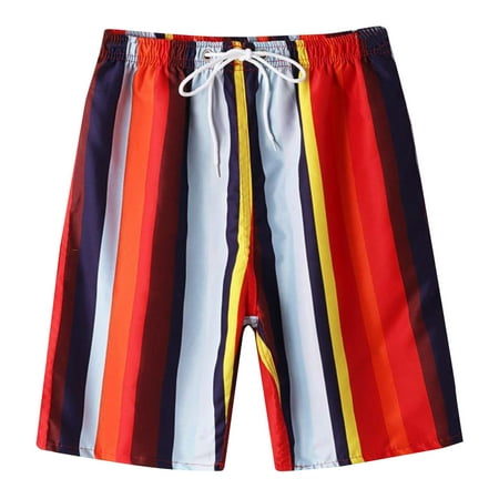 

Timegard Men s Hawaiian Stripe Beach Shorts Casual Lightweight Drawstring Elastic Waist Shorts