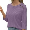 thumbnail image 3 of FAIWAD Sweaters for Women 3/4 Sleeve Crew Neck Button Pullover Loose Casual Lightweight Blouses, 3 of 6