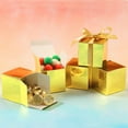 thumbnail image 4 of Scheam 30 Pcs Square Favor Boxes 2 inch Mini Candy Box Paper Gift Bags DIY Packaging Boxes Small Items Containers with Ribbons for Birthday Christmas Anniversary (Gold), 4 of 7