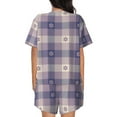 thumbnail image 3 of Bixox Women's Purple Floral Gingham Check Plaid Printed Pajama Set 2 Piece Lounge Set Top and Shorts Soft Pajamas, Shorts with Pockets, 3 of 7