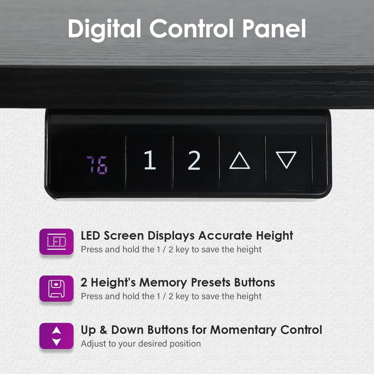 Dkelincs 55"×24" Electric Height Adjustable Standing Desk Home Office Computer Desk with 2 Memory Function, Black
