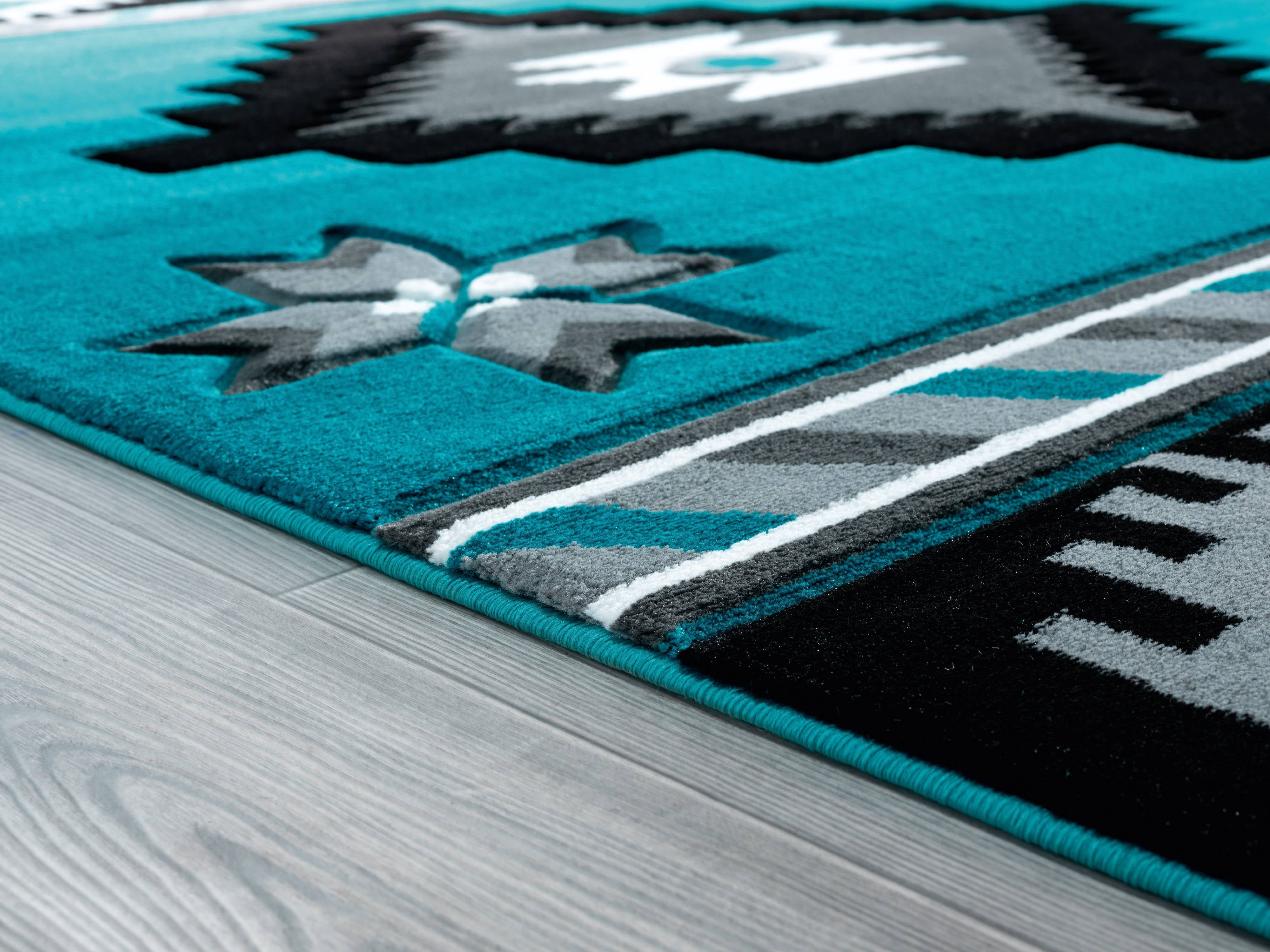 United Weavers Drachma Volos Southwestern Geometric Area Rug, Turquoise, 7'10" x 7'10"