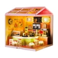 thumbnail image 1 of Kit de casa de muñecas en miniatura para armar, juguete educativo, exhibición, cubierta a prueba de polvo, coleccionables Tienda de té con leche, 1 of 9
