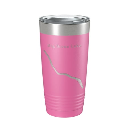 

Big Stone Lake Map Tumbler Travel Mug Insulated Laser Engraved Coffee Cup South Dakota Minnesota 20 oz Pink