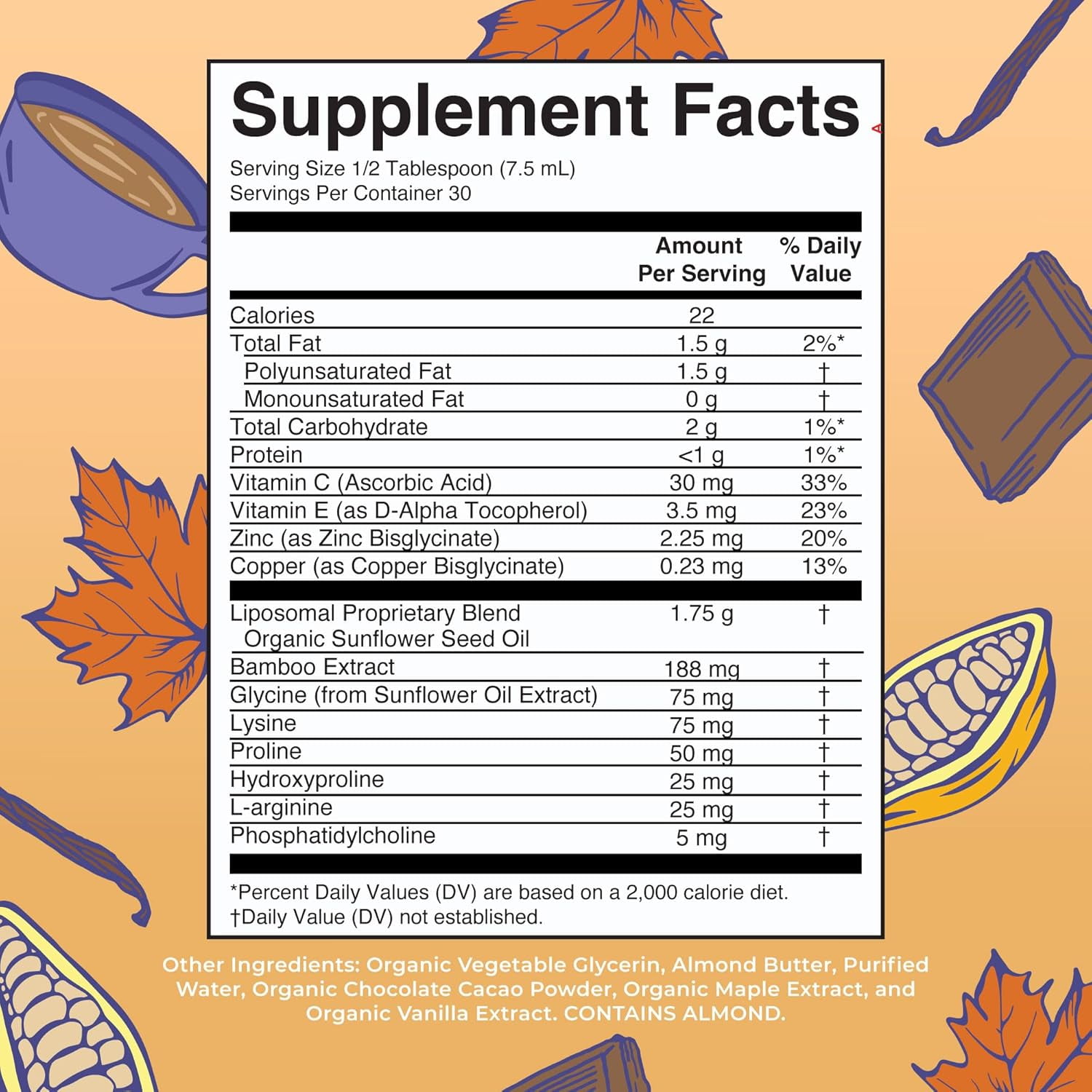 MaryRuth's Collagen Booster Liposomal Vitamin C, E, Zinc, Copper, Maple Hot Cocoa Flavor, Vegan, Adults, Unisex, 1-Count, 7.6 fl oz (225 mL)