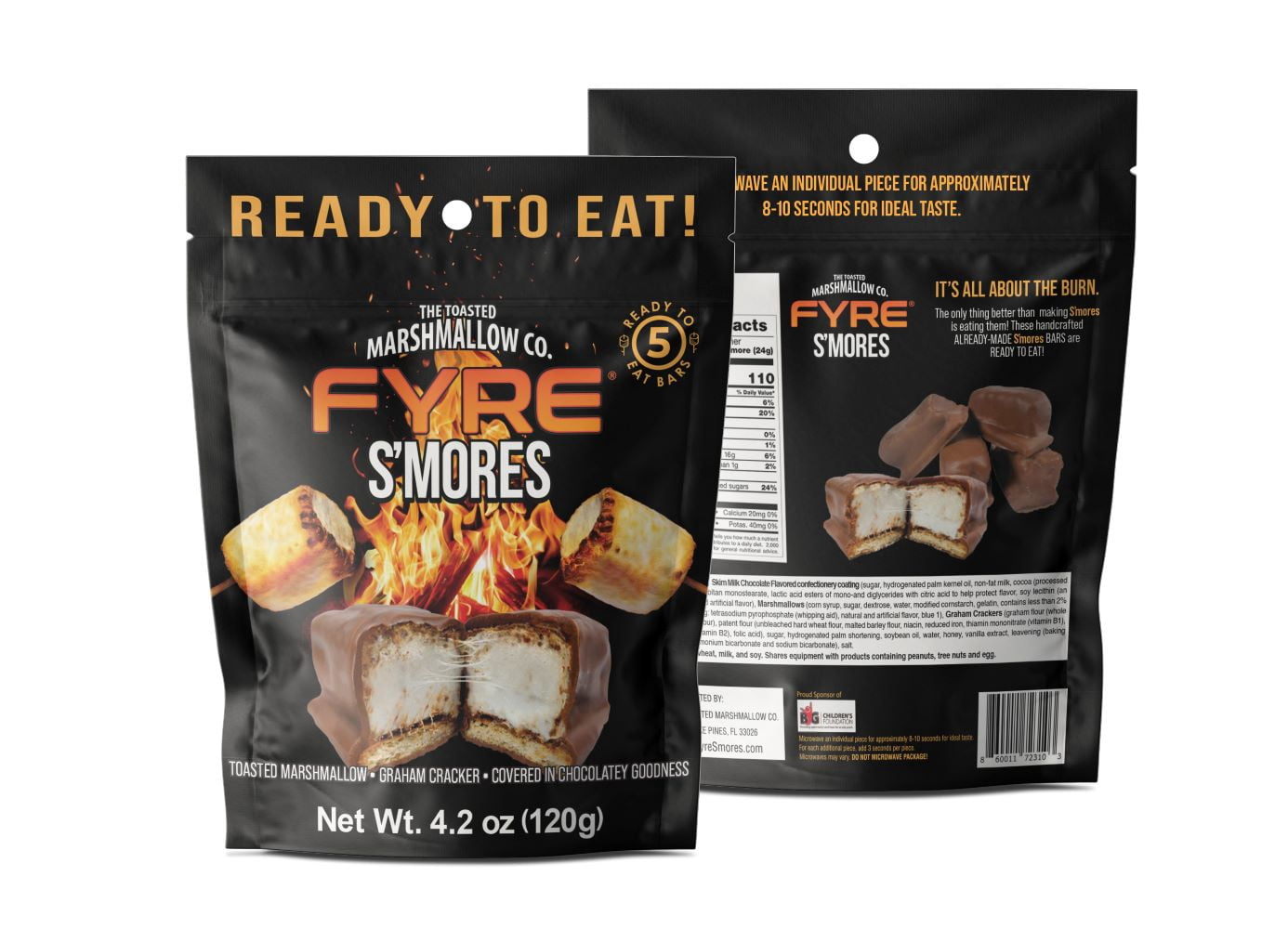Fyre S'mores Ready to Eat Authentic Campfire Chocolate Marshmallow Smores, 4.2 oz, 5 Count Bag