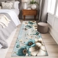 thumbnail image 4 of 2'x6' Rug Runners for Hallways Kitchen, Teal Tulip Butterfly Non Slip Entryway Beside Floor Carpet Runner, Beige Turquoise Floral Farmhouse Blue Laundry Room Bedroom Throw Rugs Mat for Family Pet, 4 of 8