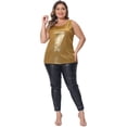 thumbnail image 3 of DARING DIVA Women's Plus Shiny Metallic Tank Top Sleeveless Party Blouse 3XL Gold, 3 of 6